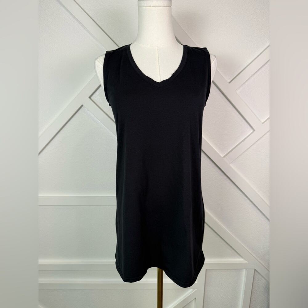 Soft Surroundings Black Pima Cotton Blend Sleeveless V-Neck Tank Top XS